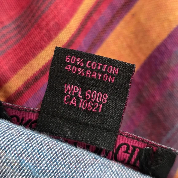 Rock & Roll Cowgirl Aztec Western Cowgirl Button Down Embroidered Gauzy Shirt L - Picture 6 of 8